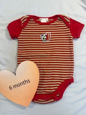 Petit Lem - Red and Cream Striped Baby Onesie Shirt